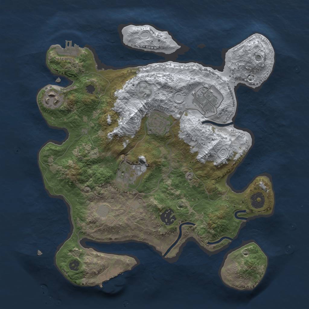 Rust Map: Procedural Map, Size: 3000, Seed: 3928, 12 Monuments