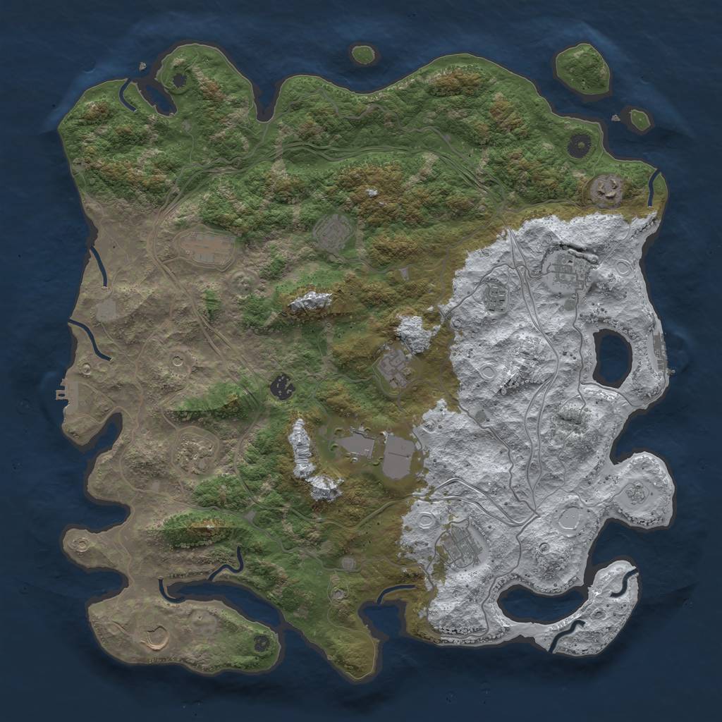 Rust Map: Procedural Map, Size: 4500, Seed: 701323, 20 Monuments