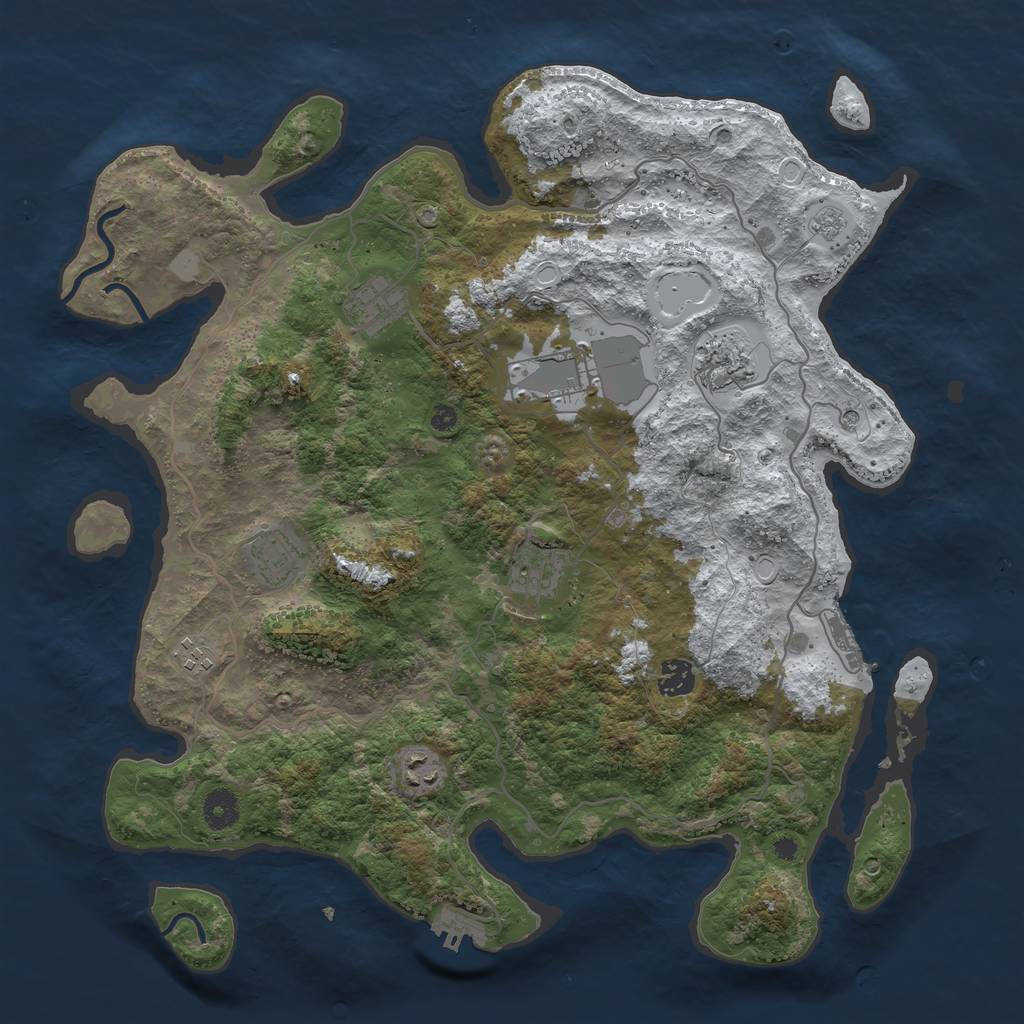 Rust Map: Procedural Map, Size: 4000, Seed: 711598831, 17 Monuments