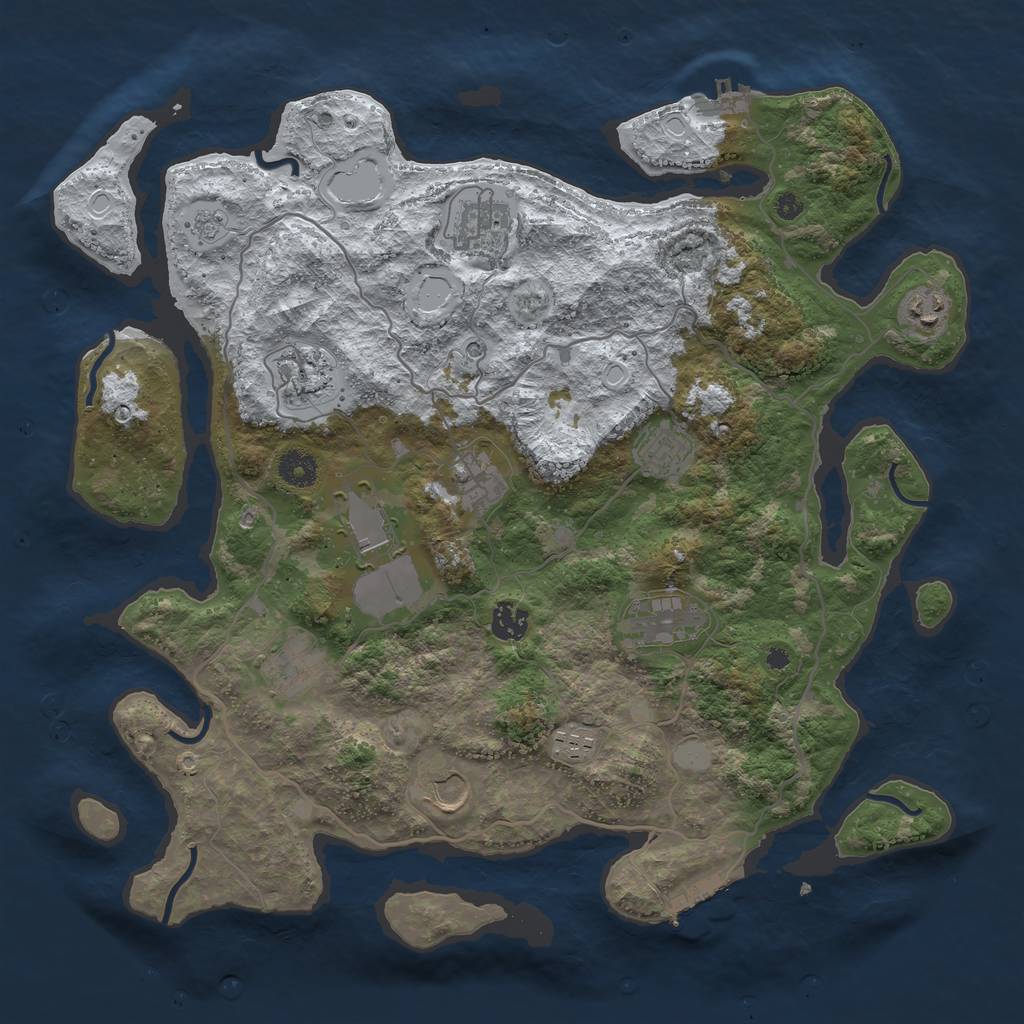 Rust Map: Procedural Map, Size: 4000, Seed: 1842996905, 20 Monuments