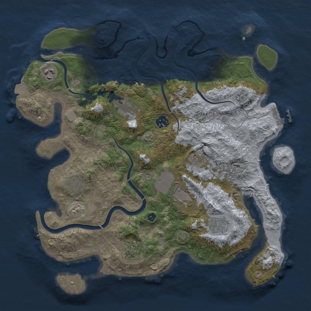 Rust Map: Procedural Map, Size: 3800, Seed: 1390525971, 14 Monuments