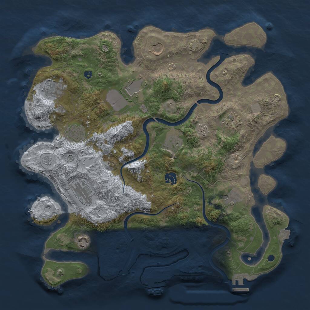Rust Map: Procedural Map, Size: 3750, Seed: 1715242382, 17 Monuments