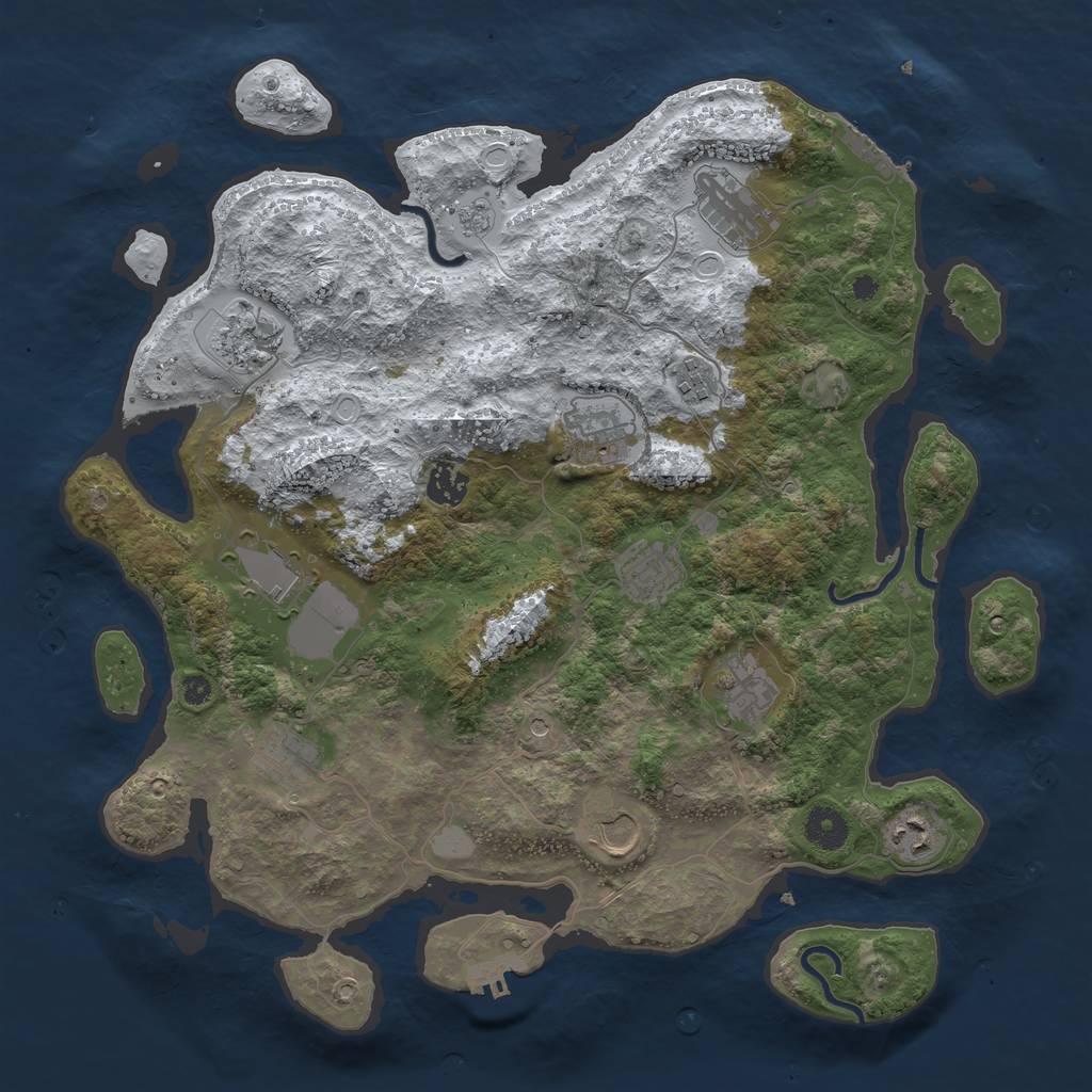 Rust Map: Procedural Map, Size: 3850, Seed: 442443980, 20 Monuments