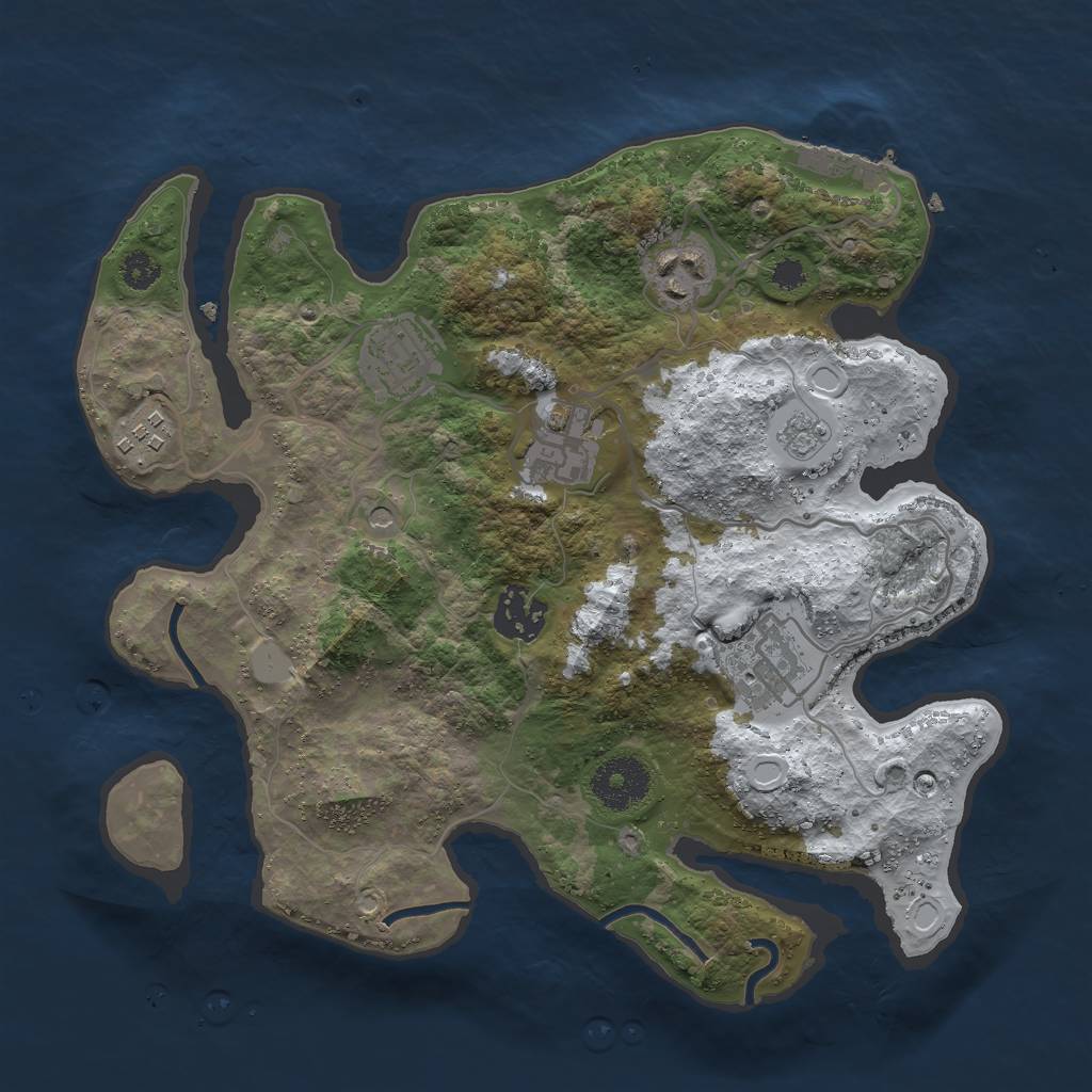 Rust Map: Procedural Map, Size: 3000, Seed: 1365709750, 14 Monuments