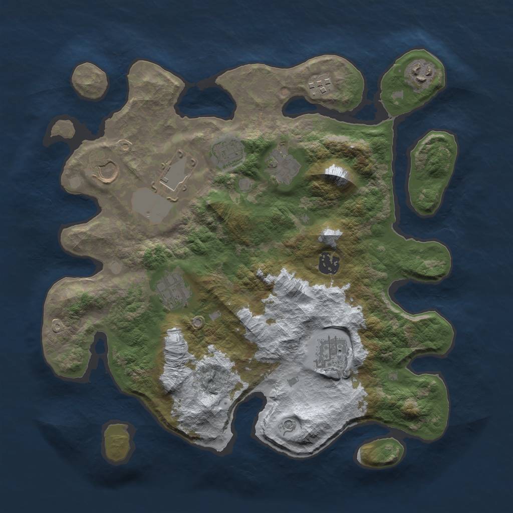 Rust Map: Barren, Size: 3500, Seed: 98345, 12 Monuments