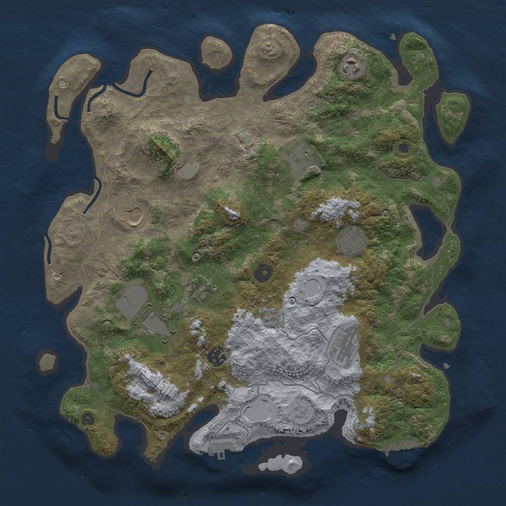 Rust Map: Procedural Map, Size: 4000, Seed: 18883, 16 Monuments