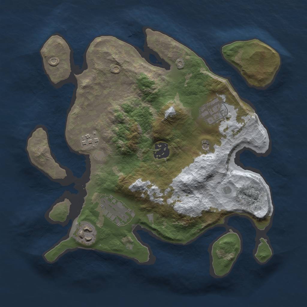 Rust Map: Barren, Size: 2750, Seed: 128, 8 Monuments