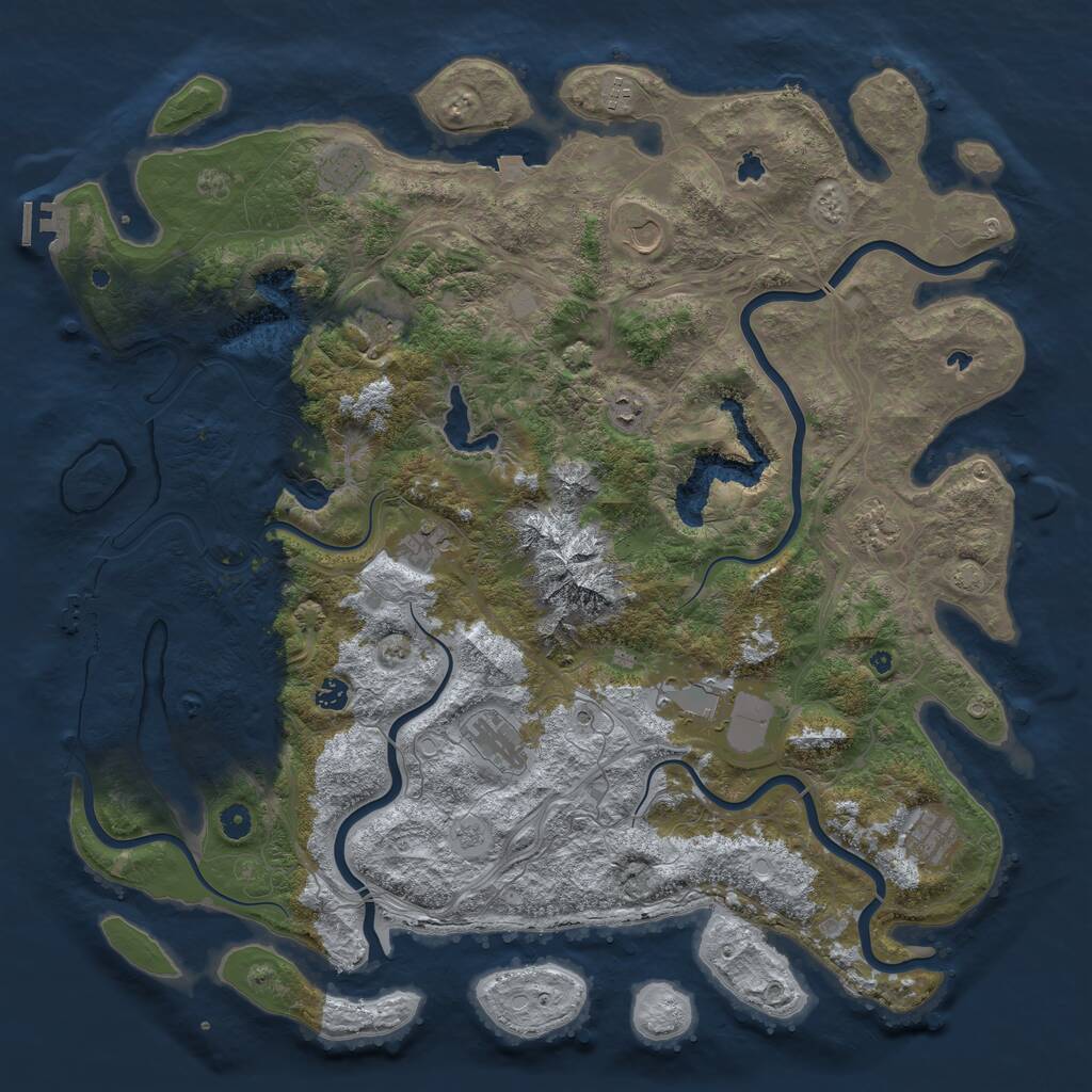 Rust Map: Procedural Map, Size: 5000, Seed: 1010101, 17 Monuments