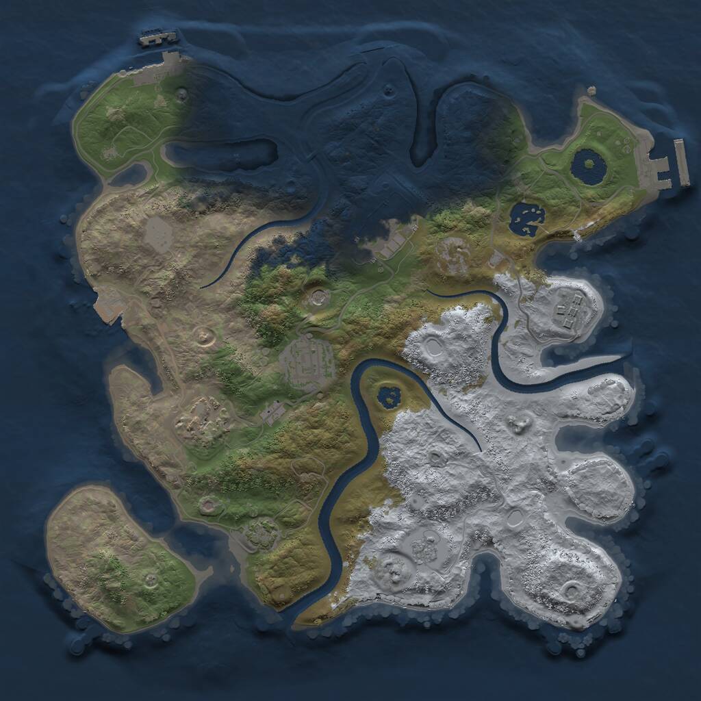 Rust Map: Procedural Map, Size: 3000, Seed: 1992457927, 11 Monuments