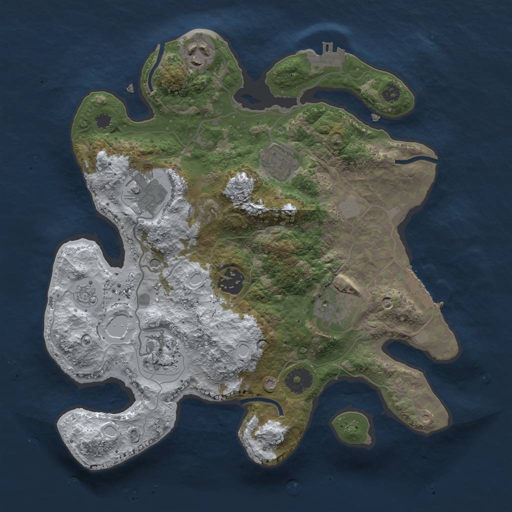 Rust Map: Procedural Map, Size: 3000, Seed: 939248301, 15 Monuments