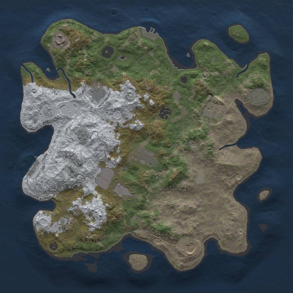 Rust Map: Procedural Map, Size: 3700, Seed: 727093449, 19 Monuments