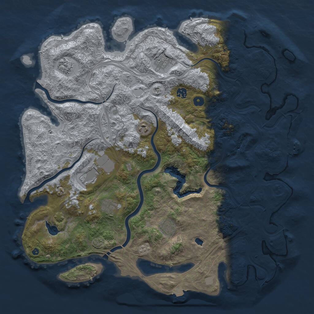 Rust Map: Procedural Map, Size: 4500, Seed: 758329, 14 Monuments