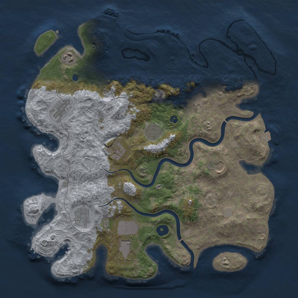 Rust Map: Procedural Map, Size: 3850, Seed: 1002928841, 14 Monuments