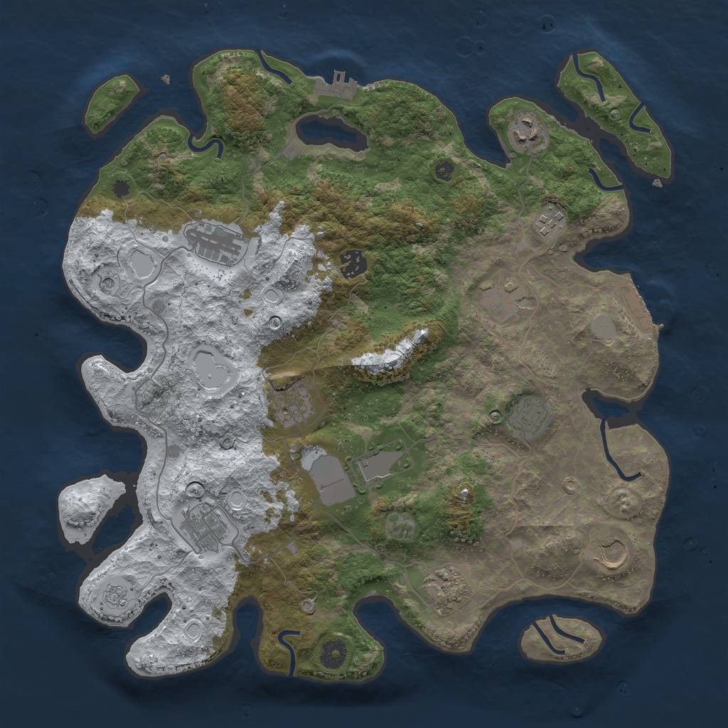 Rust Map: Procedural Map, Size: 3850, Seed: 1002928841, 20 Monuments