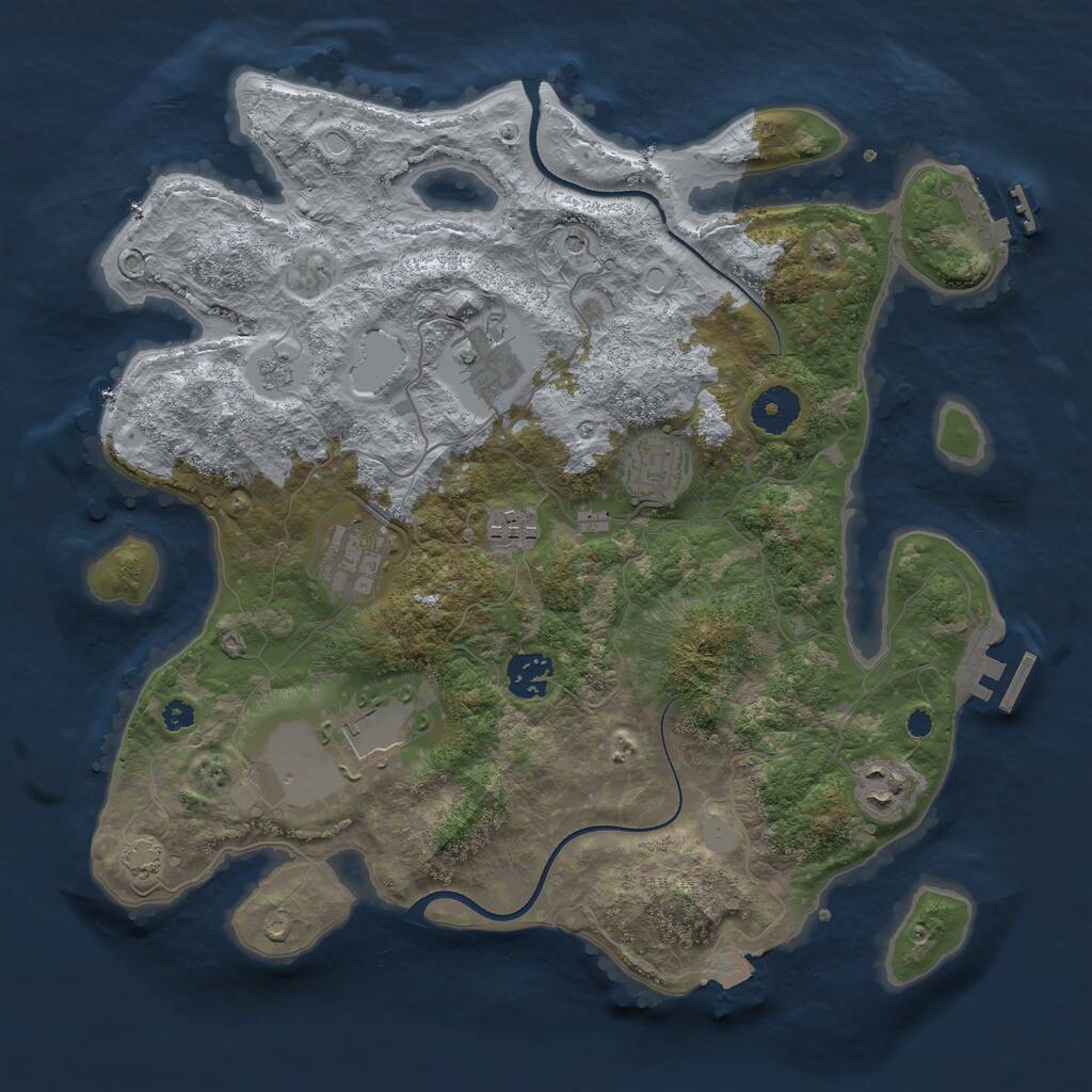 Rust Map: Procedural Map, Size: 3500, Seed: 476789117, 13 Monuments