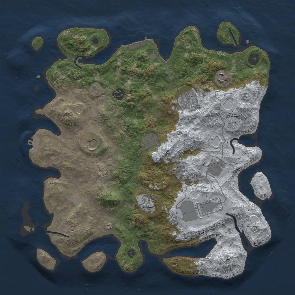 Rust Map: Procedural Map, Size: 3800, Seed: 78559685, 18 Monuments