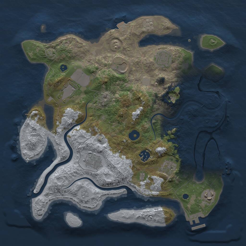Rust Map: Procedural Map, Size: 3500, Seed: 495857873, 14 Monuments