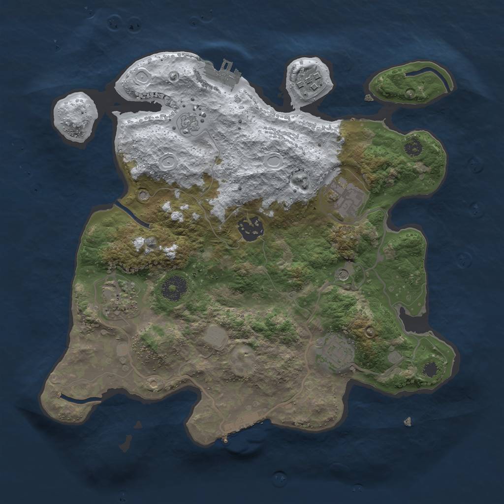 Rust Map: Procedural Map, Size: 3000, Seed: 45552, 14 Monuments