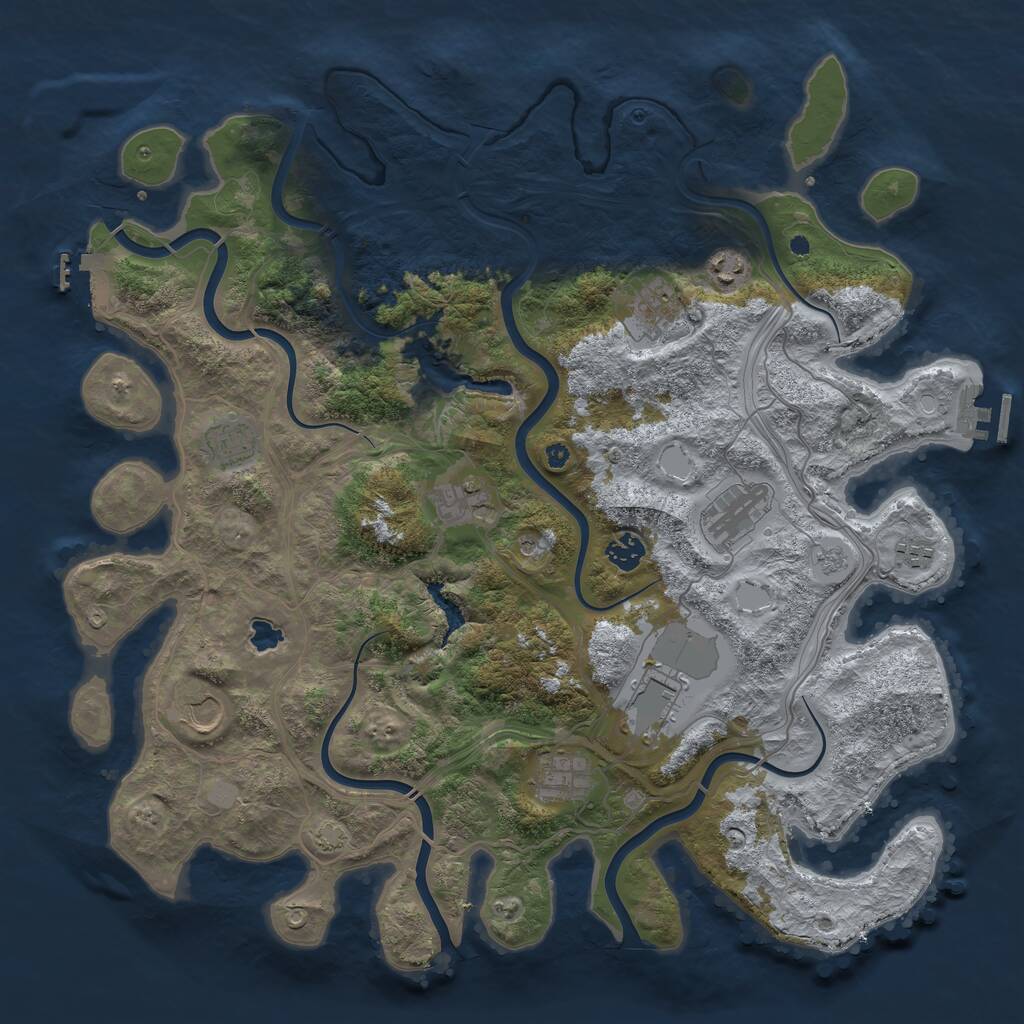 Rust Map: Procedural Map, Size: 4250, Seed: 1840752698, 16 Monuments