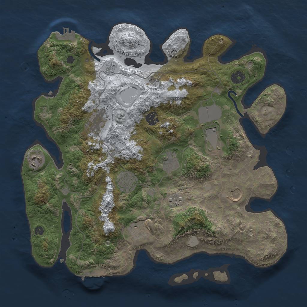 Rust Map: Procedural Map, Size: 3500, Seed: 1338133094, 18 Monuments