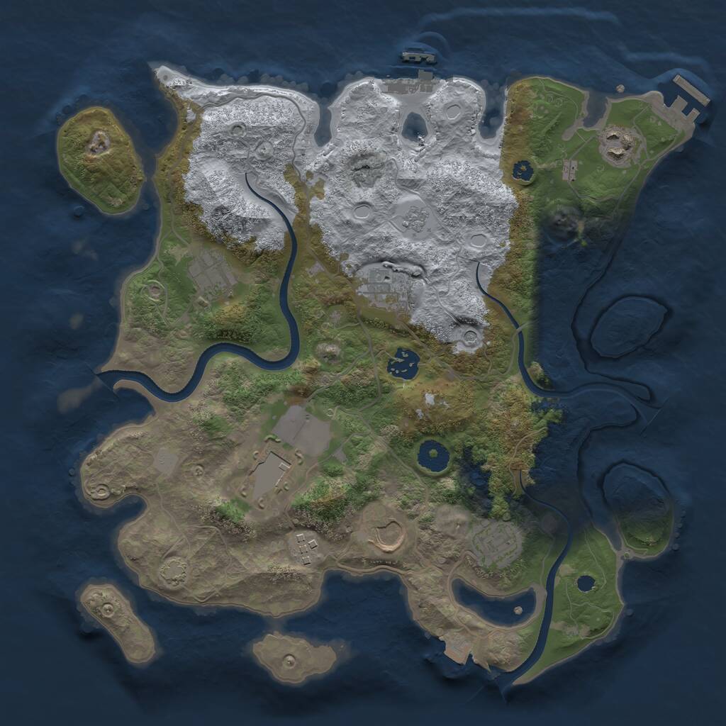 Rust Map: Procedural Map, Size: 3500, Seed: 404540079, 14 Monuments
