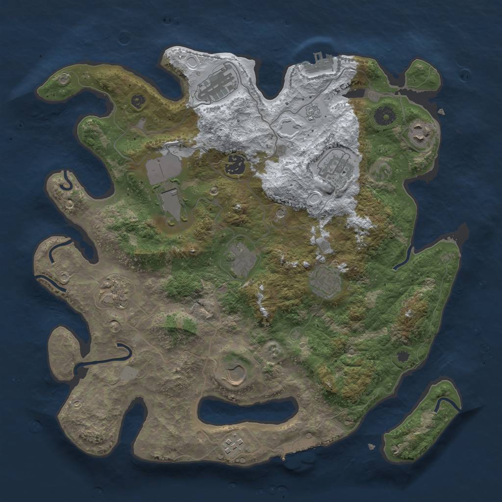 Rust Map: Procedural Map, Size: 3700, Seed: 5581359, 19 Monuments