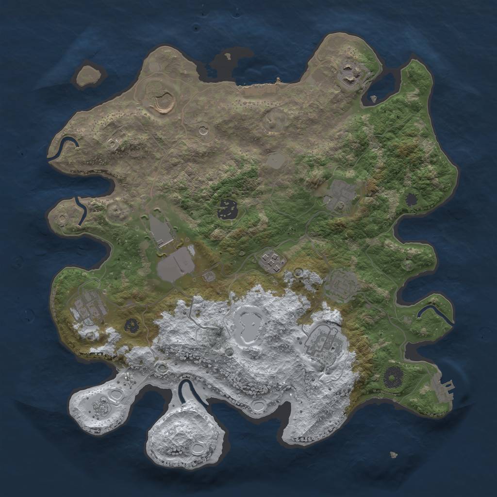 Rust Map: Procedural Map, Size: 3500, Seed: 214687, 18 Monuments