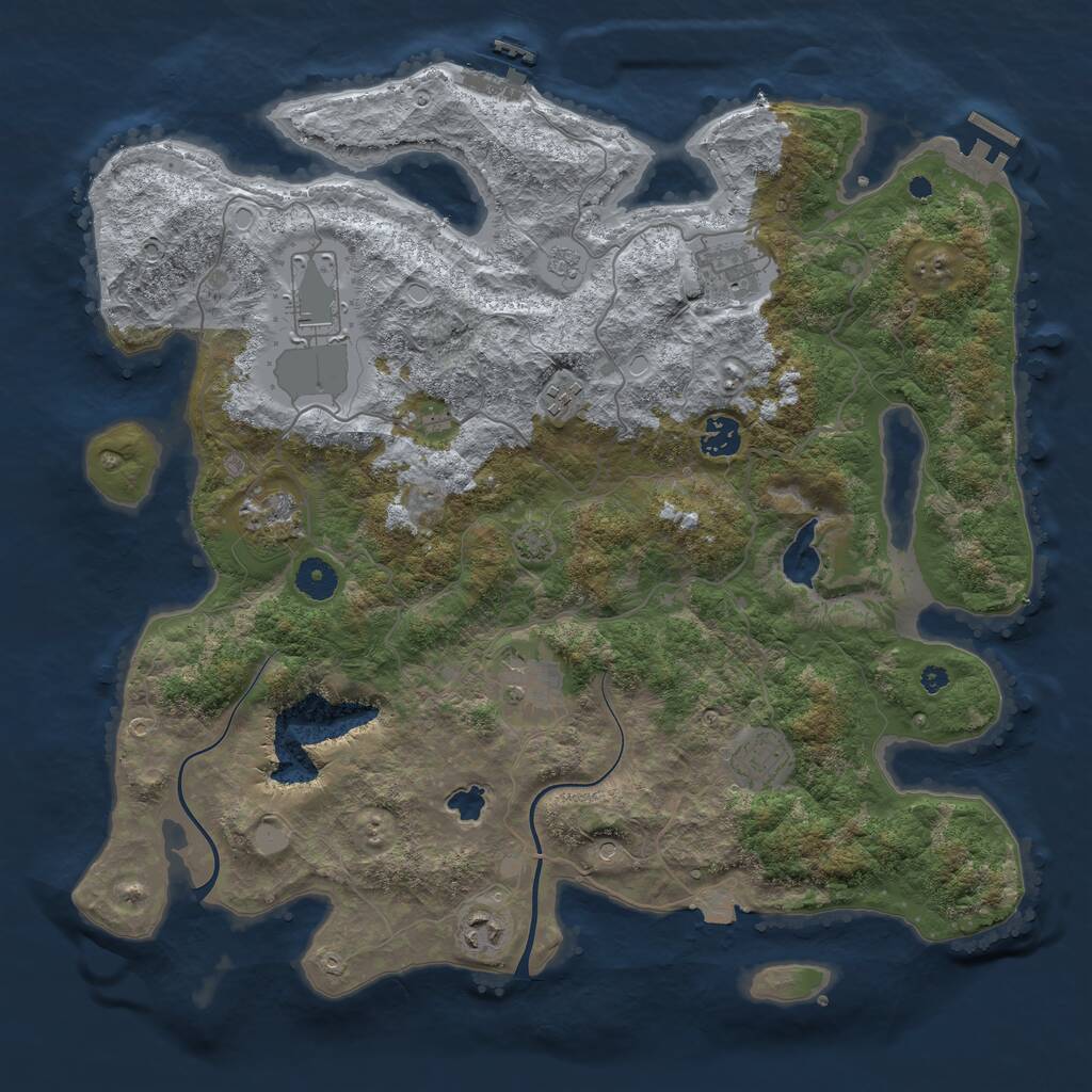 Rust Map: Procedural Map, Size: 4000, Seed: 45552, 14 Monuments