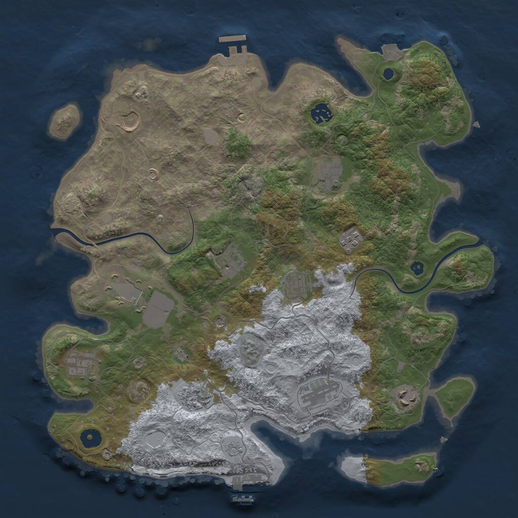 Rust Map: Procedural Map, Size: 3850, Seed: 598262761, 17 Monuments