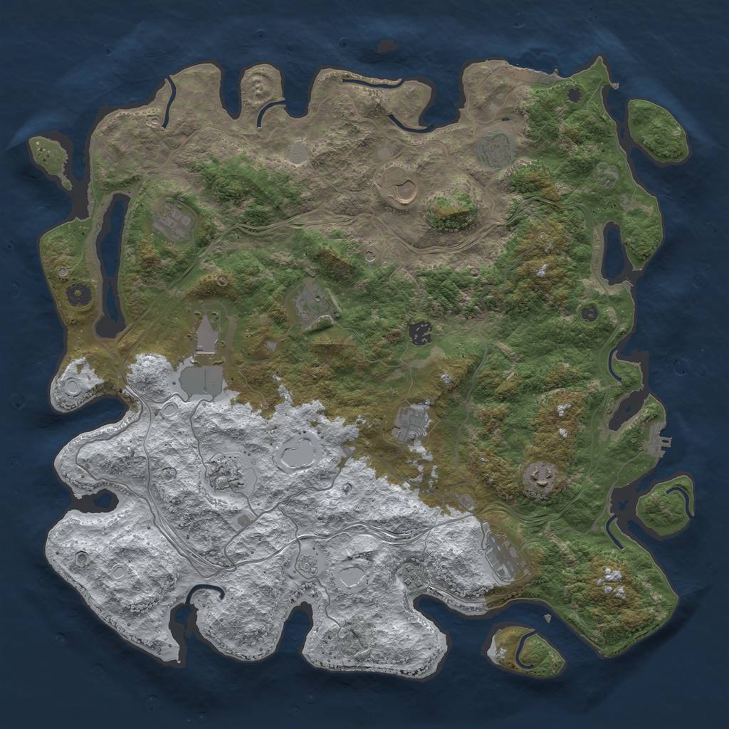 Rust Map: Procedural Map, Size: 4500, Seed: 1363943809, 20 Monuments