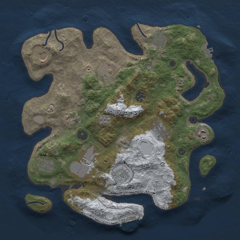 Rust Map: Procedural Map, Size: 3500, Seed: 1000525715, 20 Monuments