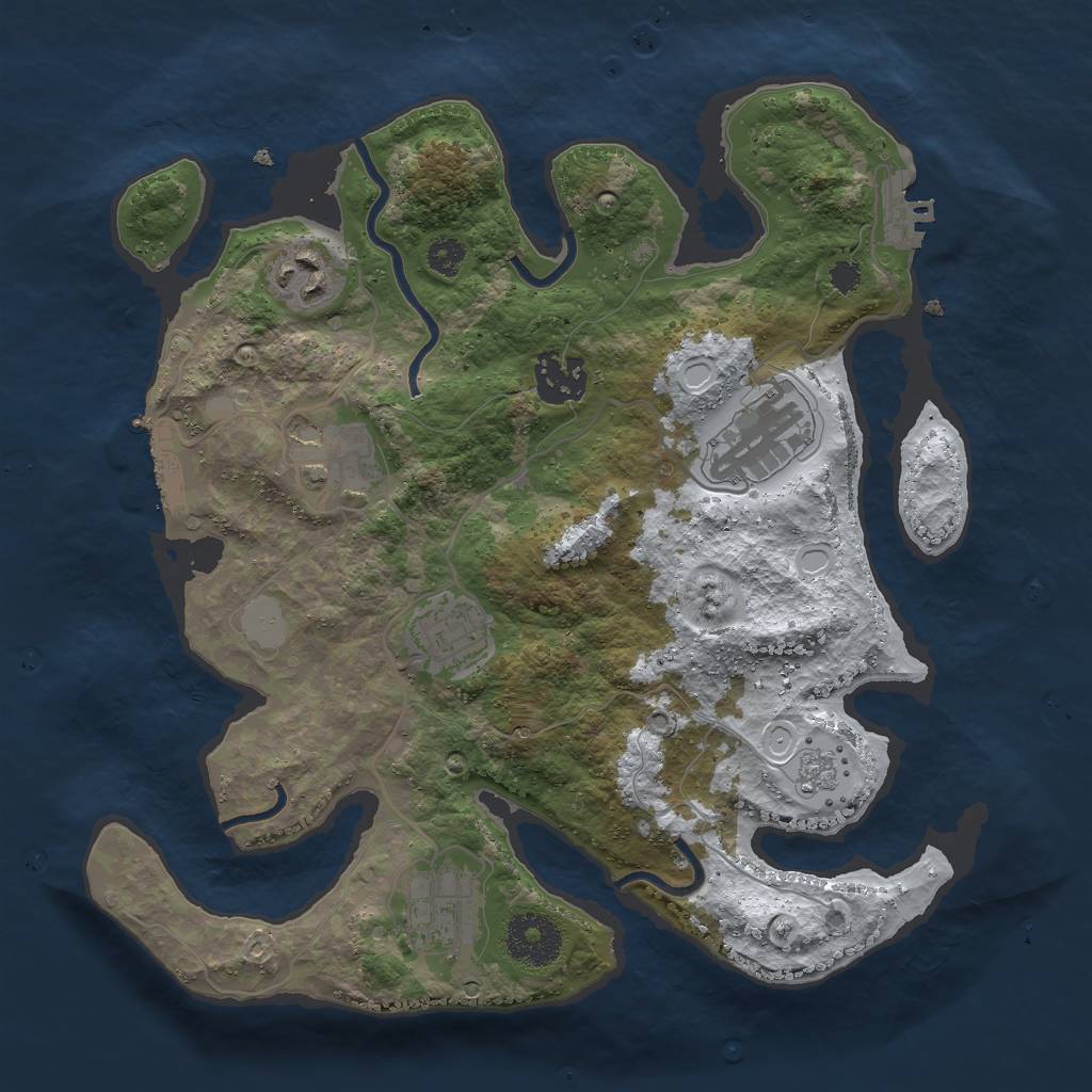 Rust Map: Procedural Map, Size: 3000, Seed: 12917, 14 Monuments