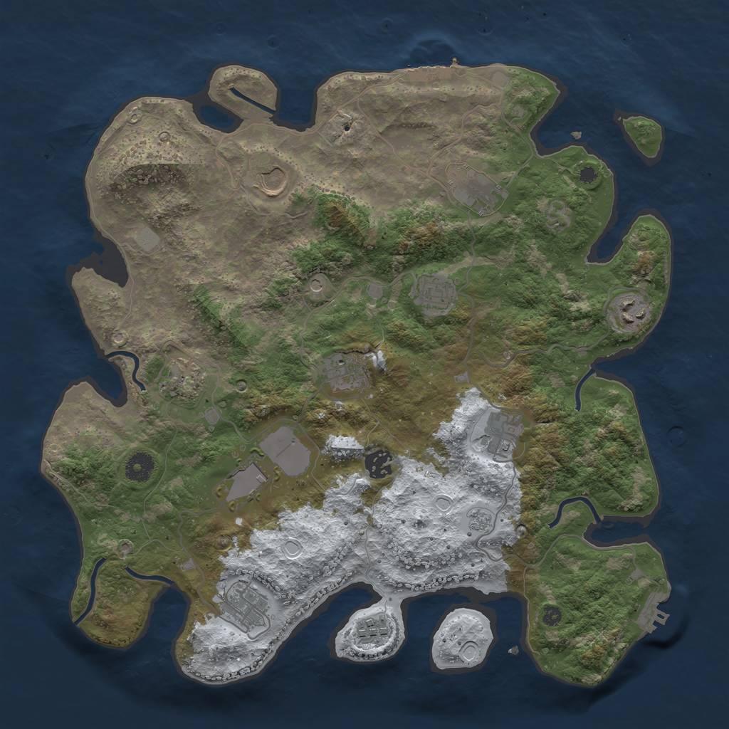 Rust Map: Procedural Map, Size: 3800, Seed: 606, 20 Monuments