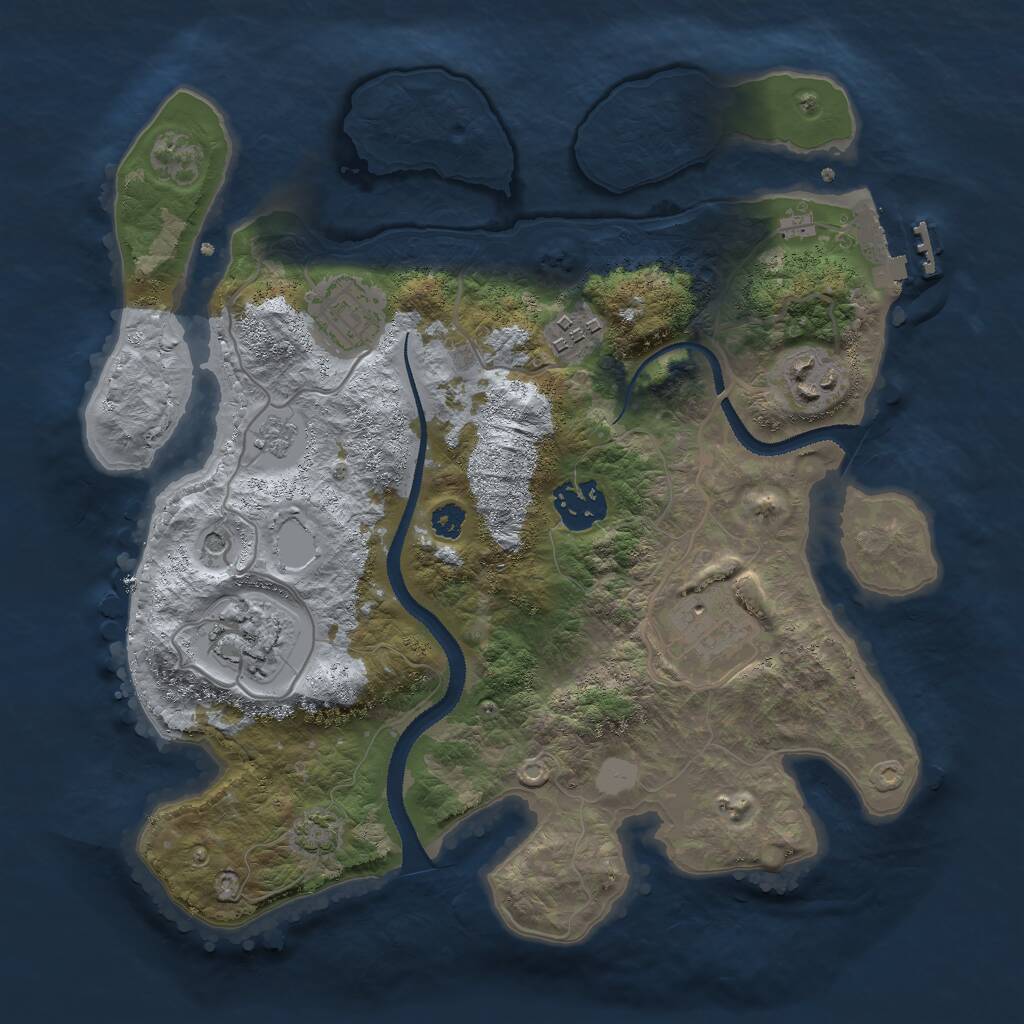 Rust Map: Procedural Map, Size: 3000, Seed: 50054, 11 Monuments