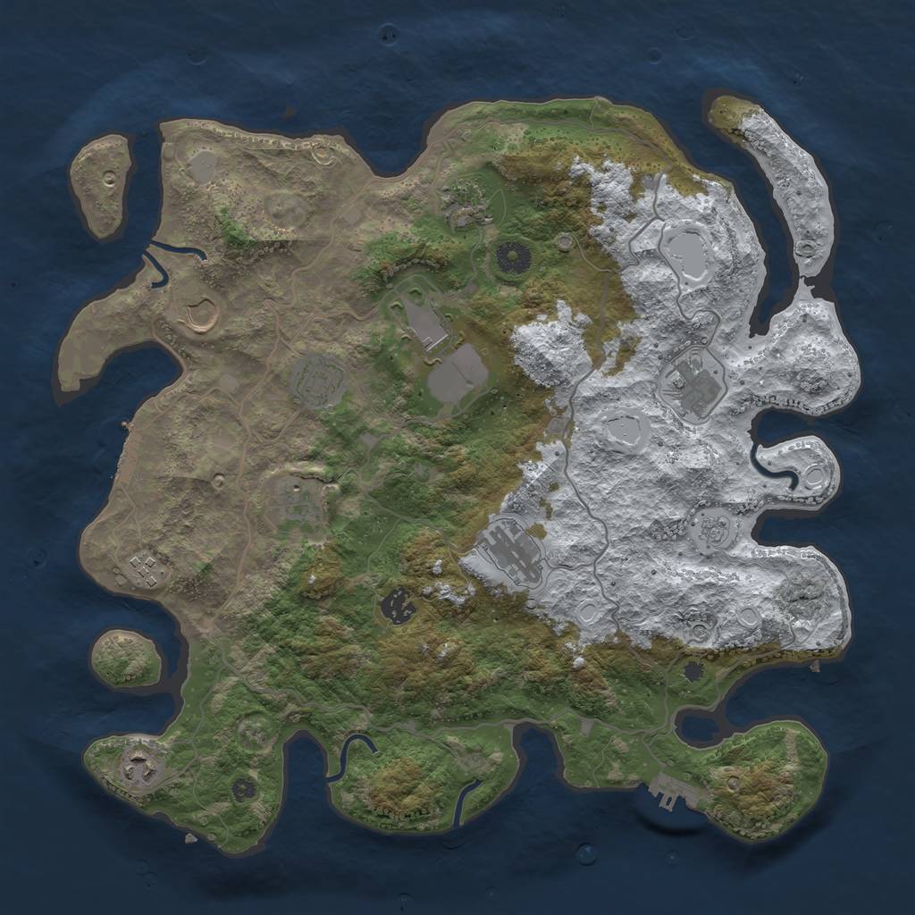 Rust Map: Procedural Map, Size: 4000, Seed: 1007011957, 19 Monuments