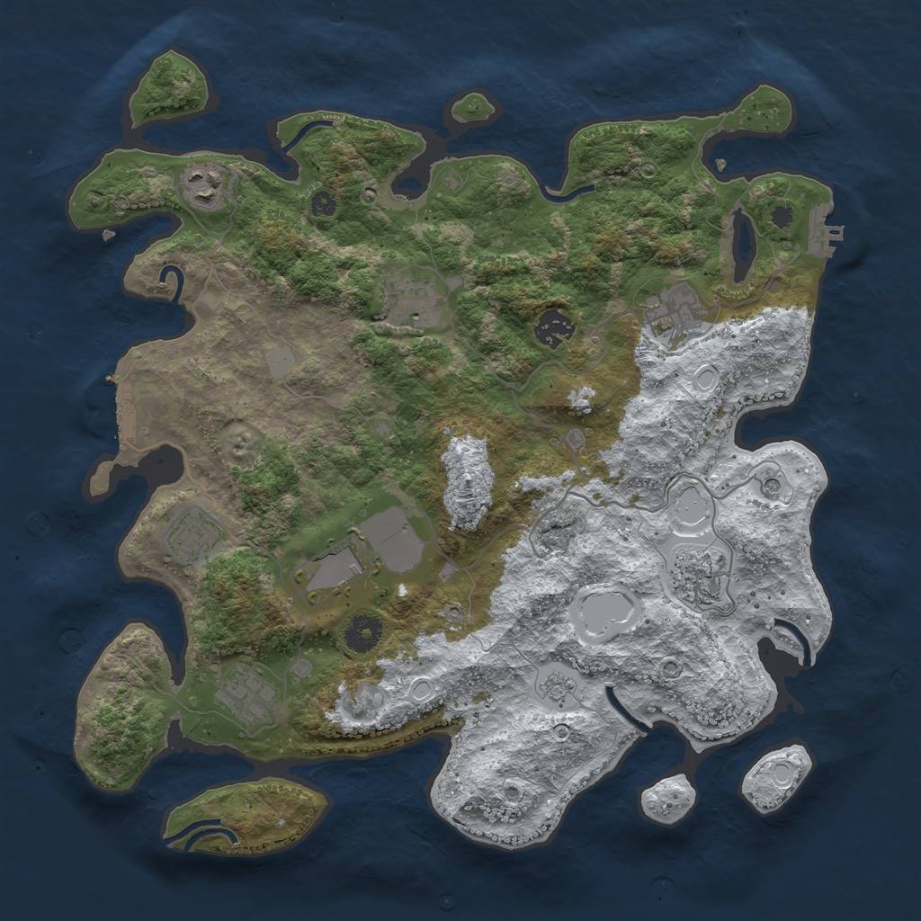 Rust Map: Procedural Map, Size: 3700, Seed: 270071148, 17 Monuments