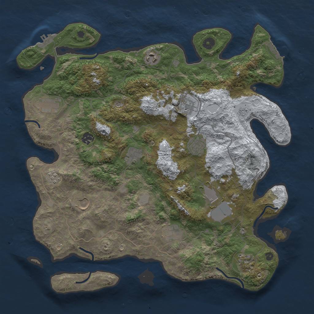Rust Map: Procedural Map, Size: 4000, Seed: 1534439099, 20 Monuments