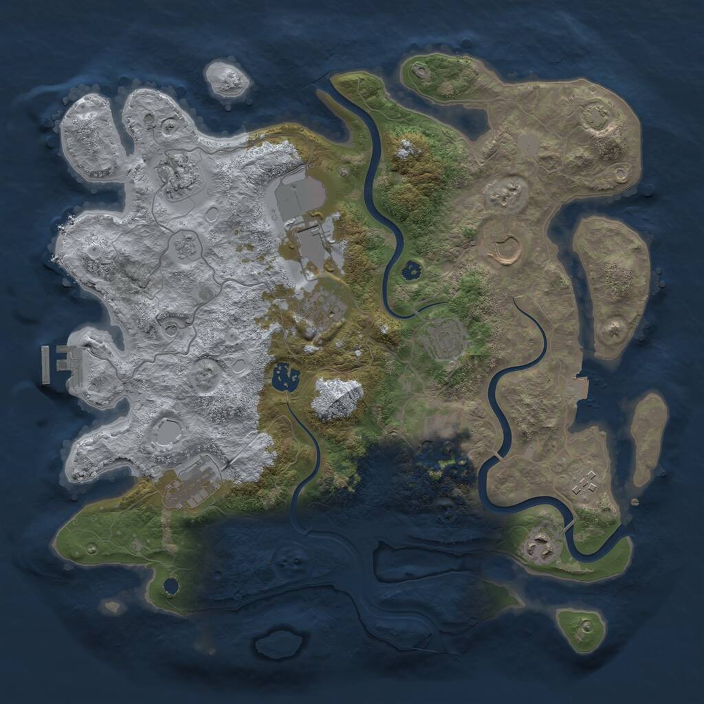Rust Map: Procedural Map, Size: 3700, Seed: 621695563, 15 Monuments
