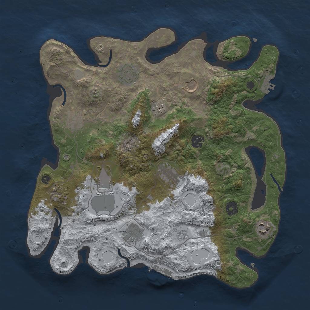 Rust Map: Procedural Map, Size: 3500, Seed: 589464881, 19 Monuments