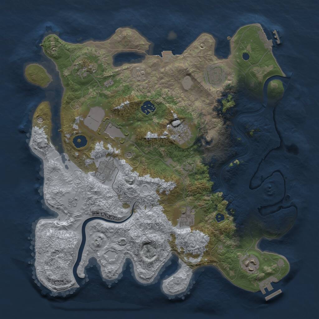 Rust Map: Procedural Map, Size: 3600, Seed: 3956993, 15 Monuments