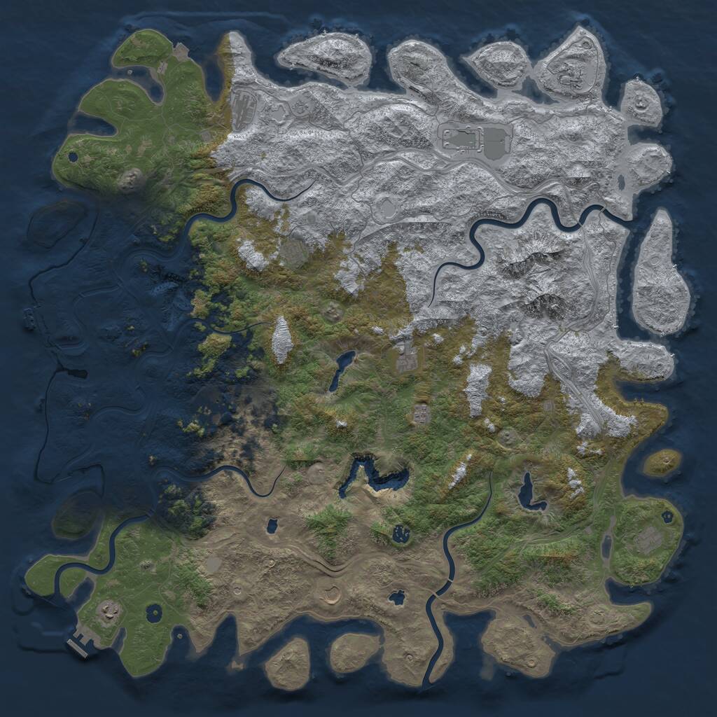 Rust Map: Procedural Map, Size: 6000, Seed: 96061487, 17 Monuments