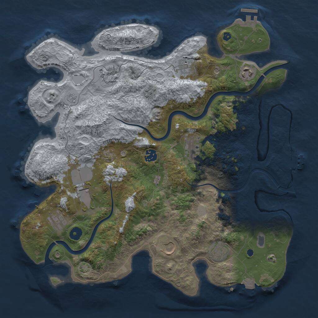 Rust Map: Procedural Map, Size: 3800, Seed: 2266, 16 Monuments