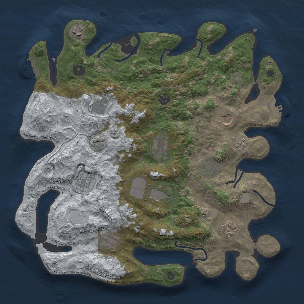 Rust Map: Procedural Map, Size: 3850, Seed: 911561211, 20 Monuments