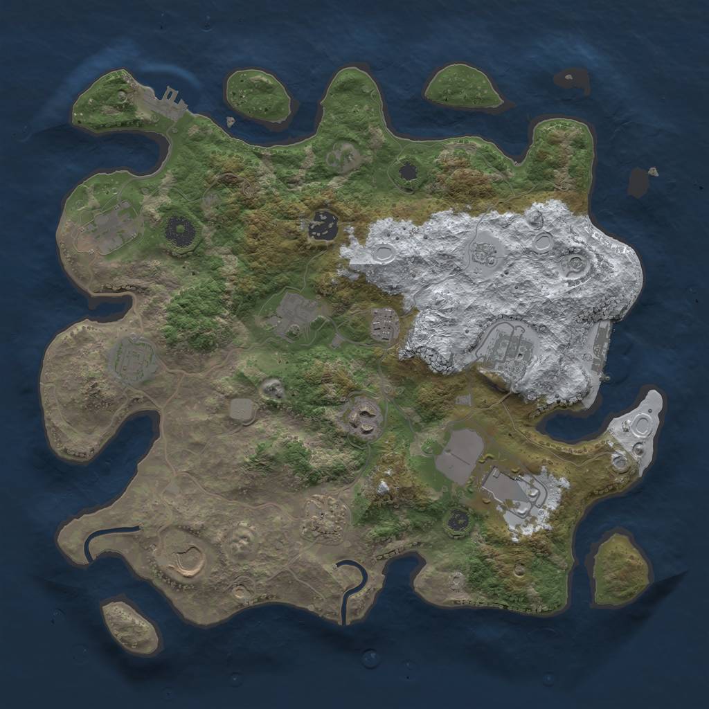 Rust Map: Procedural Map, Size: 3500, Seed: 490441, 19 Monuments