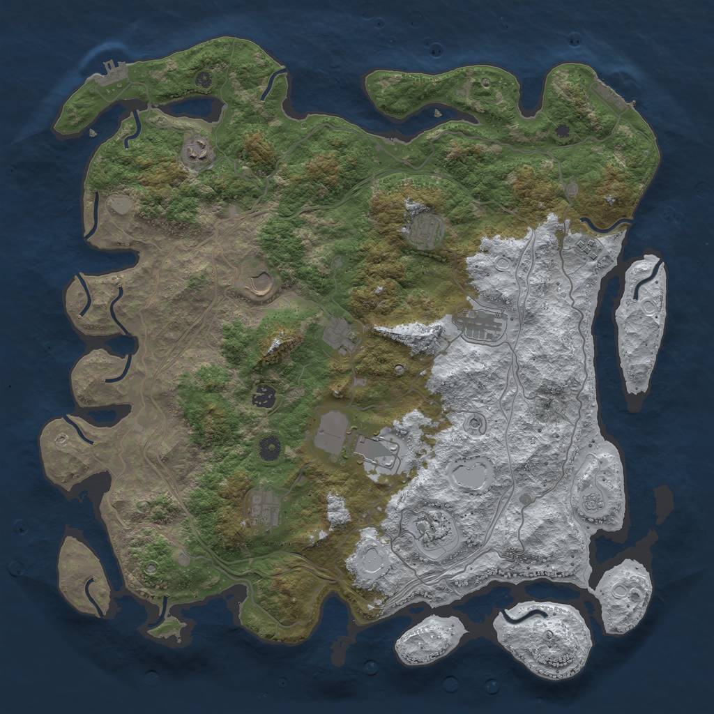 Rust Map: Procedural Map, Size: 4500, Seed: 3232, 19 Monuments