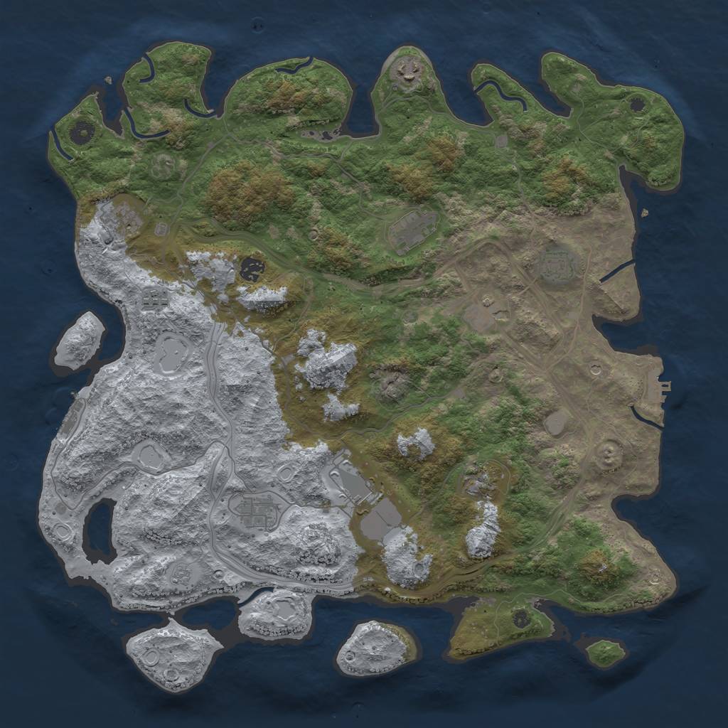 Rust Map: Procedural Map, Size: 4500, Seed: 3594, 19 Monuments