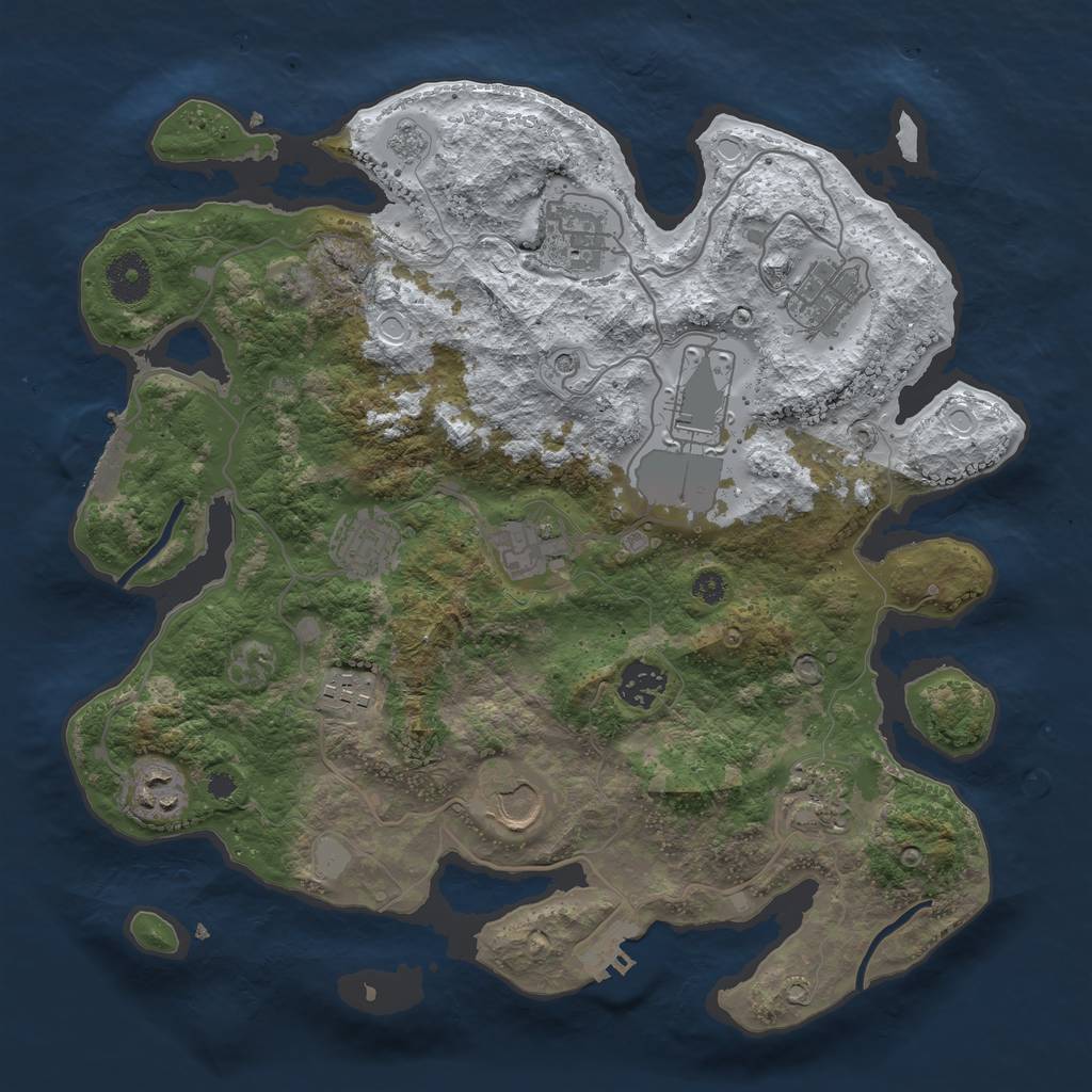Rust Map: Procedural Map, Size: 3500, Seed: 126465, 19 Monuments