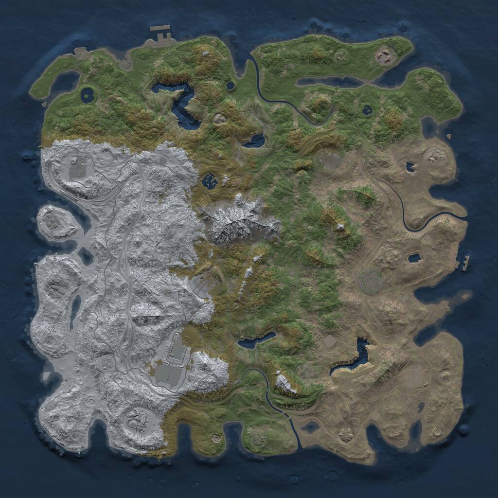Rust Map: Procedural Map, Size: 5000, Seed: 2400, 16 Monuments
