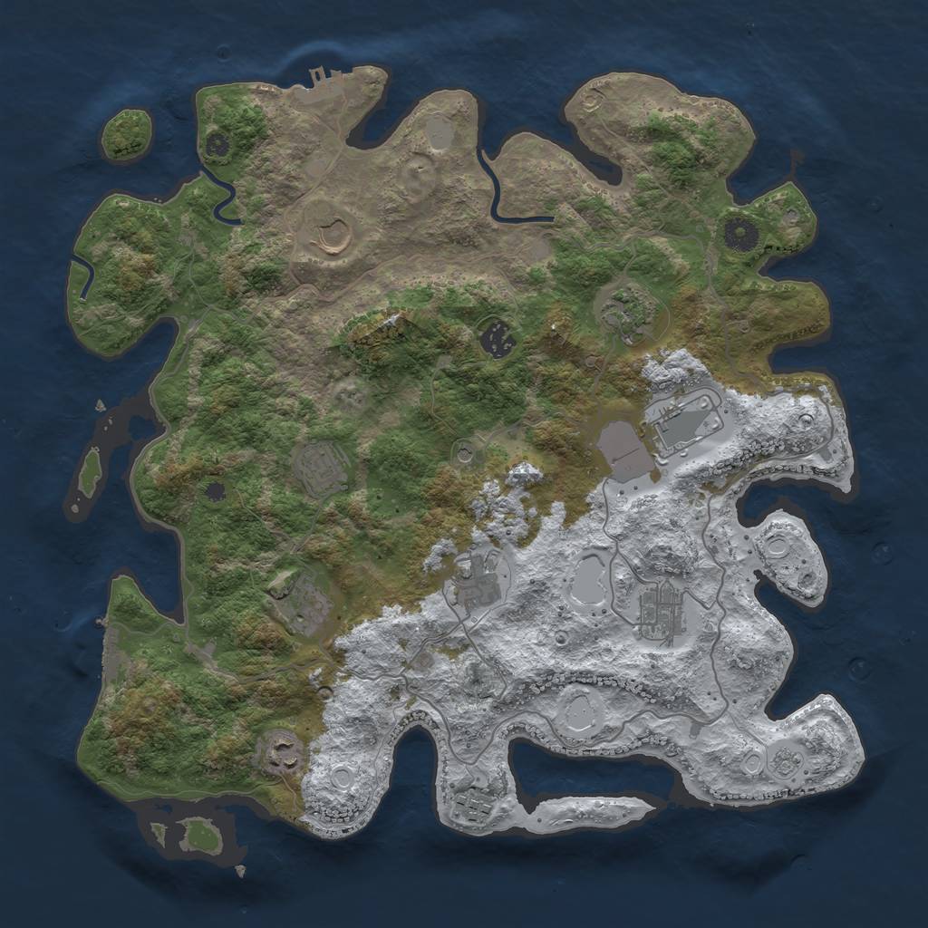 Rust Map: Procedural Map, Size: 4000, Seed: 3676, 19 Monuments