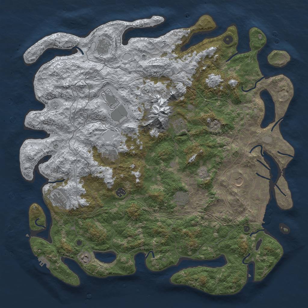 Rust Map: Procedural Map, Size: 5000, Seed: 133784, 19 Monuments